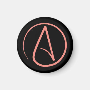Aimant Symbole athée : corail sur noir