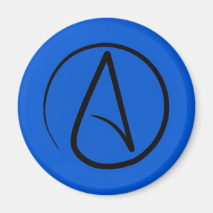 Aimant Symbole athée : noir sur bleu royal