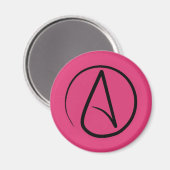 Aimant Symbole athée : noir sur fuchsia (Recto/Verso)