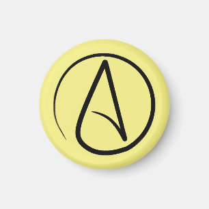 Aimant Symbole athée : noir sur jaune clair