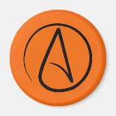 Aimant Symbole athée : noir sur orange (Devant)