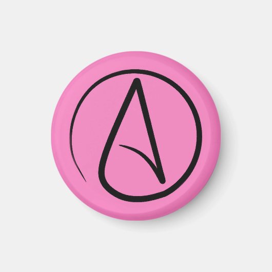 Aimant Symbole athée : noir sur rose clair (Devant)