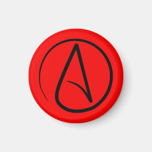 Aimant Symbole athée : noir sur rouge