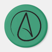 Aimant Symbole athée : noir sur vert (Devant)