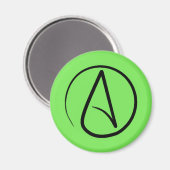 Aimant Symbole athée : noir sur vert citron (Recto/Verso)