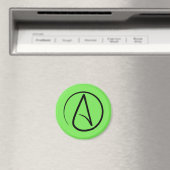 Aimant Symbole athée : noir sur vert citron (In Situ (Lave-vaisselle))
