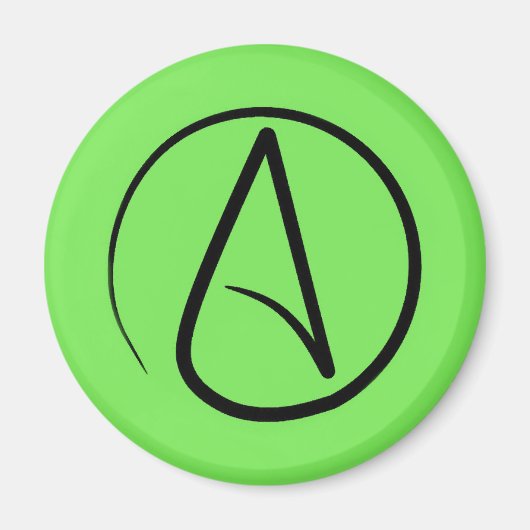 Aimant Symbole athée : noir sur vert citron (Devant)