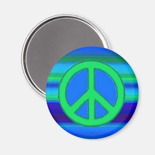 Aimant Symbole bleu vert fractal et pacifique (Recto/Verso)