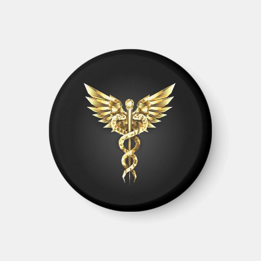 Aimant Symbole caducee polygonale en or (Devant)