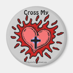 Aimant Symbole chrétien de croix sur mon cœur