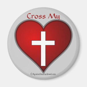 Aimant Symbole chrétien de croix sur mon cœur