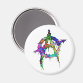 Aimant Symbole d'anarchie arc-en-ciel (Recto/Verso)