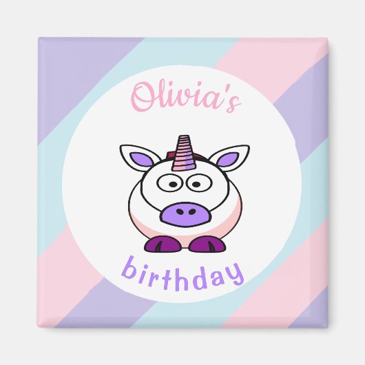 Aimant Symbole d'anniversaire de la licorne personnalisée (Devant)