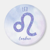 Aimant Symbole d'Astrologie Leo Personnalisé Violet (Devant)