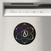 Aimant Symbole d'atome athée arc-en-ciel blanc (In Situ (Lave-vaisselle))