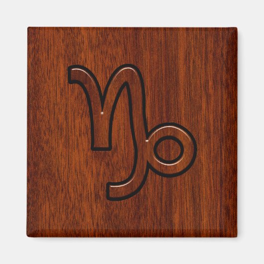 Aimant Symbole de Capricorn Zodiac dans Mahogany Brown (Devant)