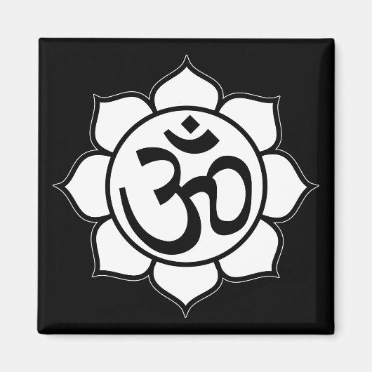 Aimant Symbole de l'Aum de fleurs Lotus (Devant)