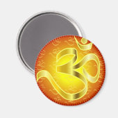 Aimant Symbole de l'Aum ou de l'Om en jaune et rouge (Recto/Verso)