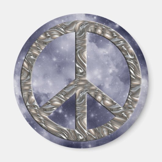 Aimant symbole de PAIX - ARGENT (Devant)