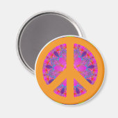 Aimant Symbole de paix, conception psychédélique (Recto/Verso)