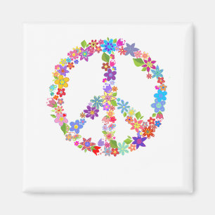Aimant Symbole de paix Fleur puissance colorée Design