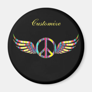 Aimant Symbole de paix hippie ailé Thunder_Cove
