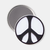 Aimant Symbole de paix noir et blanc (Recto/Verso)