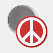 Aimant Symbole de paix rouge et blanc (Recto/Verso)