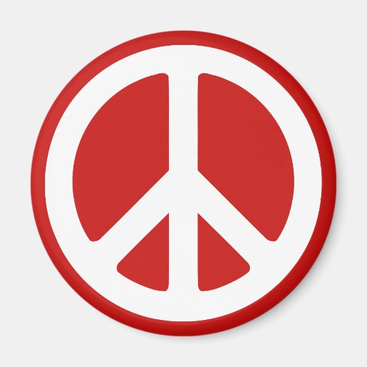 Aimant Symbole de paix rouge et blanc (Devant)