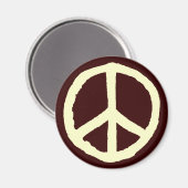 Aimant Symbole de paix rude - Crème sur Brown foncé (Recto/Verso)