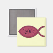 Aimant Symbole de poisson chrétien IXOYE - Parchemin roug (Recto/Verso)
