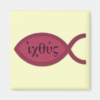 Symbole de poisson chrétien IXOYE - Parchemin roug