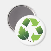 AIMANT SYMBOLE DE RECYCLE AVEC FEUILLE (Recto/Verso)