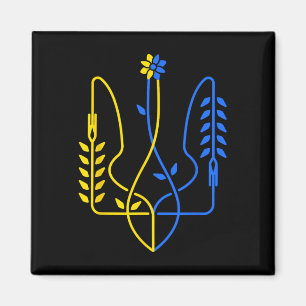 Aimant Symbole de trident doré ukrainien Drapeau ukrainie