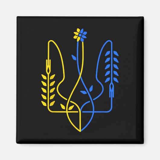 Aimant Symbole de trident doré ukrainien Drapeau ukrainie (Devant)