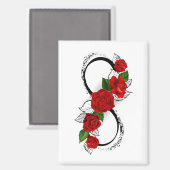 Aimant Symbole d'infini avec les roses rouges (Recto/Verso)
