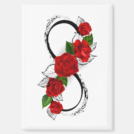 Aimant Symbole d'infini avec les roses rouges (Recto)