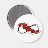 Aimant Symbole d'infini avec les roses rouges (Recto/Verso)