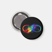 Aimant Symbole d'infini avec plume arc-en-ciel (Recto/Verso)