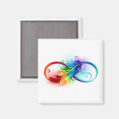Aimant Symbole d'infini avec plume arc-en-ciel (Recto/Verso)