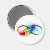 Aimant Symbole d'infini avec plume arc-en-ciel (Recto/Verso)