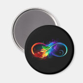 Aimant Symbole d'infini avec plume arc-en-ciel (Recto/Verso)