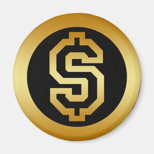 AIMANT SYMBOLE DOLLAR D'OR