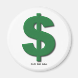 Aimant Symbole dollar vert avec le style biseauté