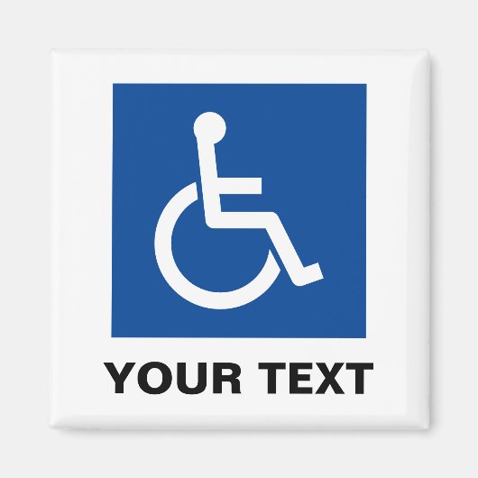 Aimant Symbole du fauteuil roulant bleu handicapés (Devant)