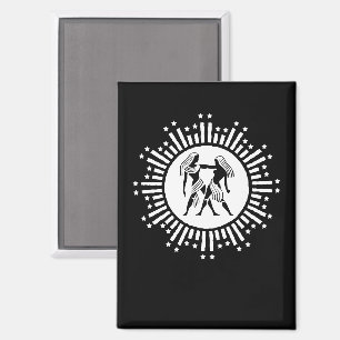 Aimant Symbole du zodiaque Gémeaux avec des étoiles noir