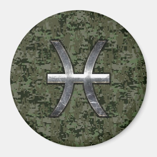 Aimant Symbole du zodiaque Pisces Camouflage numérique Wo (Devant)