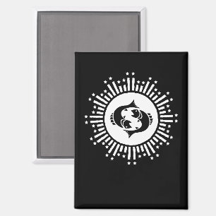 Aimant Symbole du zodiaque Poissons avec explosion d'étoi