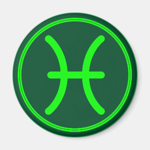 Aimant Symbole du zodiaque Poissons Contraste Vert