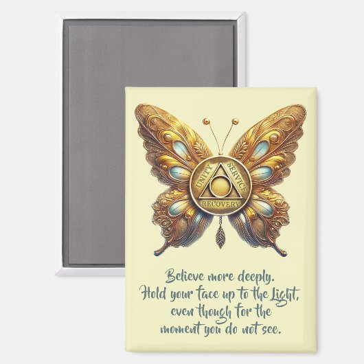 Aimant Symbole d'unité AA Papillon, Prière (Recto/Verso)